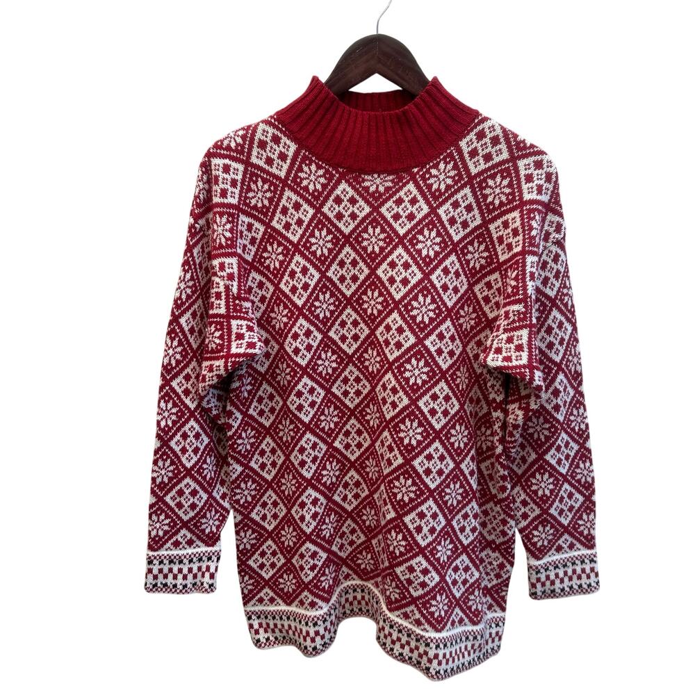 Weathervane Nordic Fair Isle Mock Neck Sweater Size Small